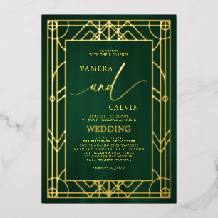 Emerald Elegant Gold Decorative Lijst Wedding Folie Uitnodiging