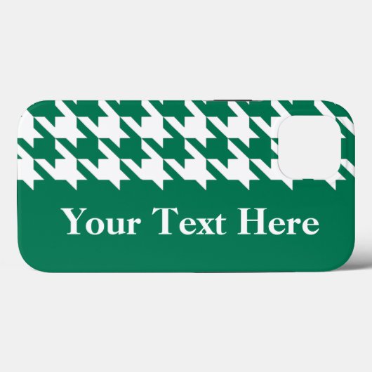 Emerald Elegant Houndstooth met aangepaste tekst Case-Mate iPhone Case (Achterkant (horizontaal))