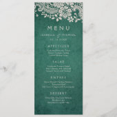 Emerald elegant lace rustic bruiloft menu (Voorkant)