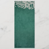 Emerald elegant  lace rustic bruiloft menu (Achterkant)
