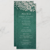 Emerald elegant  lace rustic bruiloft menu (Voorkant / Achterkant)