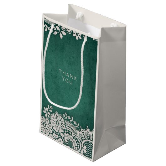 Emerald elegant  lace rustige bruiloft klein cadeauzakje (Achterkant Gekanteld)