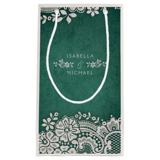 Emerald elegant  lace rustige bruiloft klein cadeauzakje (Voorkant)