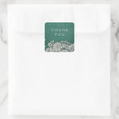 Emerald elegant  lace rustige bruiloft vierkante sticker (Tas)