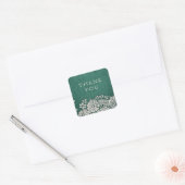 Emerald elegant  lace rustige bruiloft vierkante sticker (Envelop)