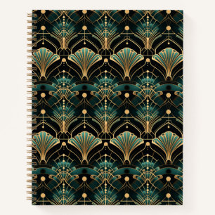 Emerald en Gold Accent Art Deco-geïnspireerd Notitieboek