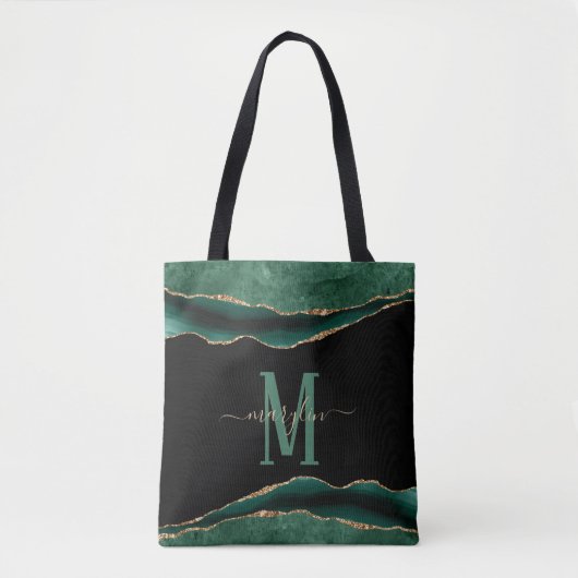 EMERALD EN GOLD AGATE MONOGRAM DRAAGTAS (Voorkant)