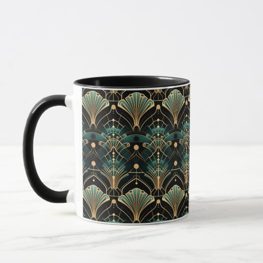 Emerald en Gold Art Deco-geïnspireerde Fan Mok (Links)