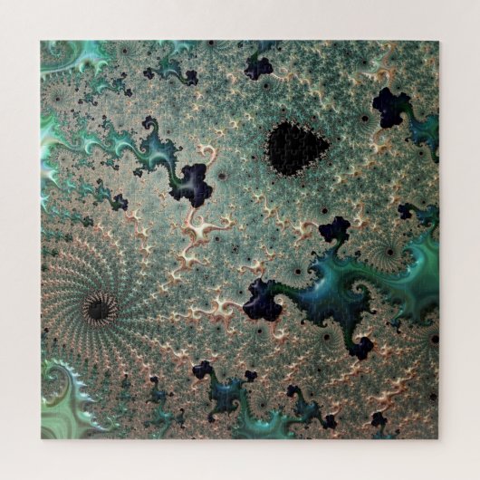 Emerald en Gold Mandelbrot Jigzaag Puzzle Legpuzzel (Verticaal)