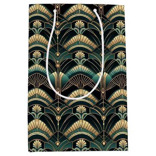 Emerald en goud art deco thema medium cadeauzakje (Voorkant)