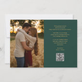 Emerald En Gouden Script Foto Huwelijks QR-code Save The Date (Achterkant)