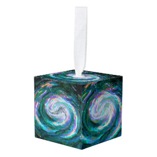 Emerald en Paarse Galaxy Kubus Ornament