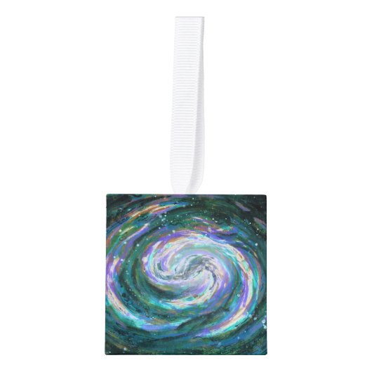 Emerald en Paarse Galaxy Kubus Ornament (Voorkant)