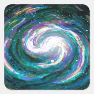 Emerald en Paarse Galaxy Vierkante Sticker
