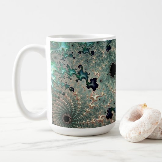 Emerald et Gold Mandelbrot Mug (Avec donut)