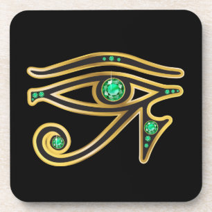 Emerald Eye of Ra in Gold Cork Onderzetter