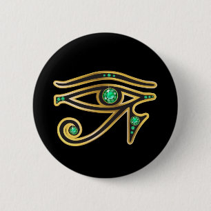 Emerald Eye of Ra in Gold Ronde Button 5,7 Cm