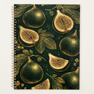 Emerald Fig Planner Cover Gold Botanical Accents 