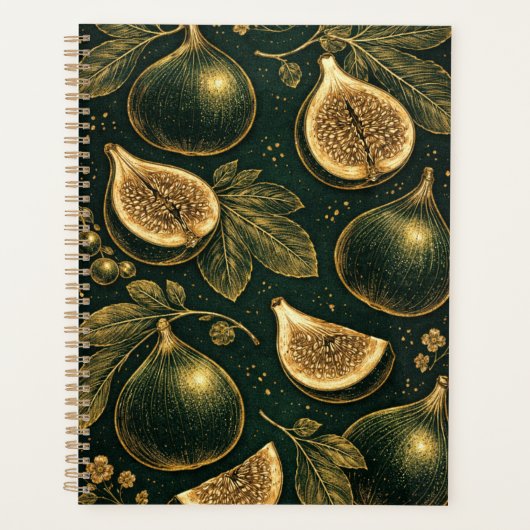 Emerald Fig Planner Cover Gold Botanical Accents  (Devant)