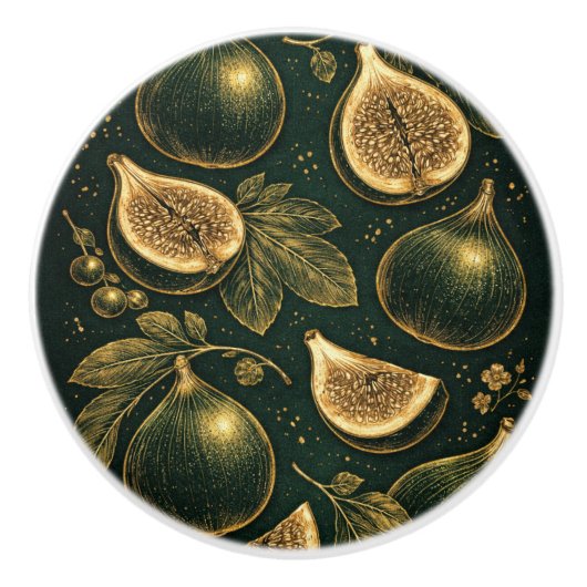 Emerald Fig Planner Gold Botanical Accents Knob Keramische Knop (Voorkant)