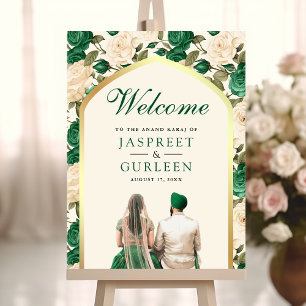 Emerald Floral Anand Karaj Affiche de bienvenue Ma
