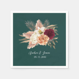 Emerald Floral bruiloft servetten