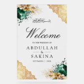 Emerald Floral Gold Muslim Wedding Welcome Frosted (Recto)