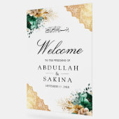 Emerald Floral Gold Muslim Wedding Welcome Frosted (Angle)