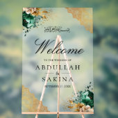 Emerald Floral Gold Muslim Wedding Welcome Frosted (Neutre)
