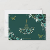 Emerald Floral Gold Paris Prinses Quinceañera RSVP Kaartje (Achterkant)