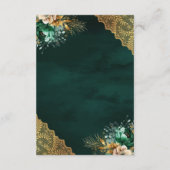 Emerald Floral Gouden Kant Moslim Trouwdetails Informatiekaartje (Achterkant)