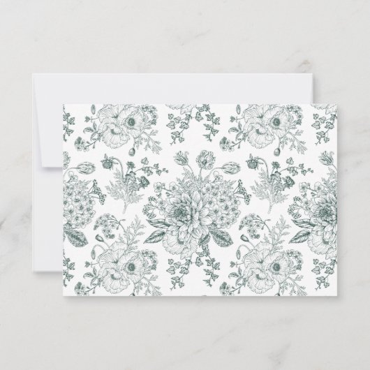  Emerald Floral Line Art QR Code RSVP (Achterkant)