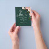 Emerald Floral Simple Wedding Invitation Budget Flyer (Hand)