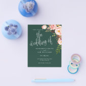 Emerald Floral Simple Wedding Invitation Budget Flyer (Enkel)