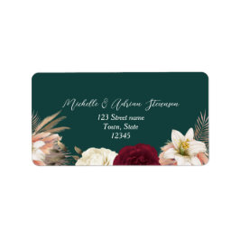 Emerald Floral Wedding Retour Adres Label