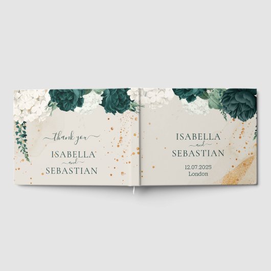 Emerald Foliage Blush Rose Wedding Gastenboek (Volledig)