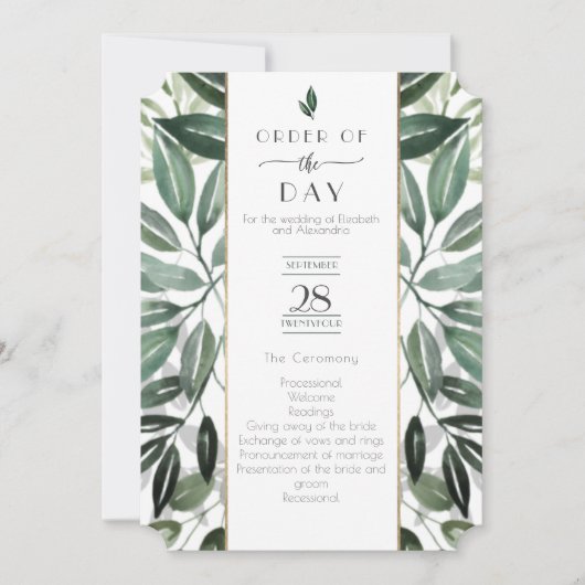 Emerald Forest Gilded Lijst Orde van dienst Kaart (Voorkant)