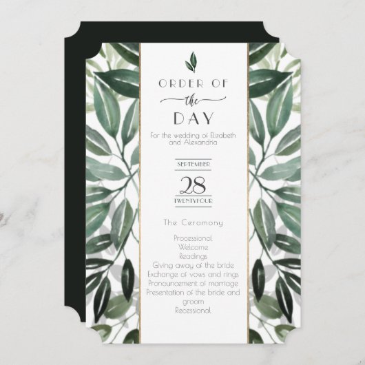 Emerald Forest Gilded Lijst Orde van dienst Kaart (Voorkant / Achterkant)