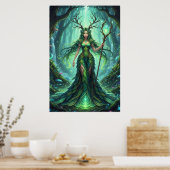 Emerald Forest Goddess – Enchanted Nature Queen Poster (Keuken)