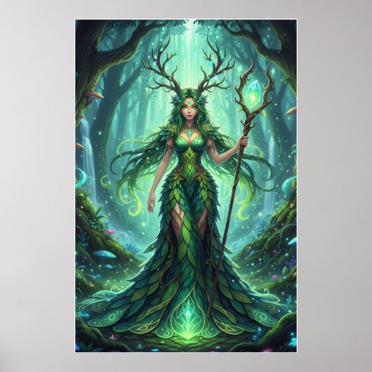 Emerald Forest Goddess – Enchanted Nature Queen Poster (Voorkant)