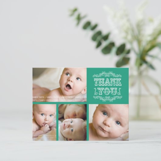  Emerald Foto Baby Bedankt Post Kaart (Staand voorkant)