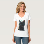 Emerald Gaze Zwart Kat T-shirt (Voorkant volledig)