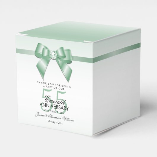 Emerald Gem Bow & Ribbon 55th Wedding Jubileum Bedankdoosjes (Voorkant Zijde)