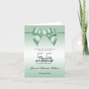 Emerald Gem Bow & Ribbon 55th Wedding Jubileum Bedankkaart