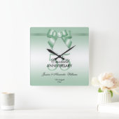 Emerald Gem Bow & Ribbon 55th Wedding Jubileum Vierkante Klok (Huis)