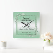 Emerald Gem & Glitter 55th Wedding Jubileum Vierkante Klok (Huis)