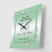 Emerald Gem & Glitter 55th Wedding Jubileum Vierkante Klok (Hoek)