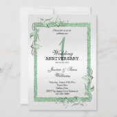 Emerald Gem & Glitter & Platinum 1ste bruiloft Kaart (Voorkant)