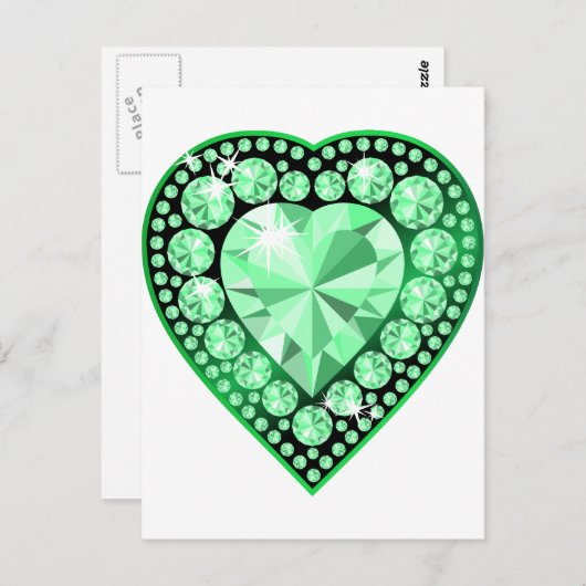 Emerald Gem Heart Briefkaart (Voorkant / Achterkant)