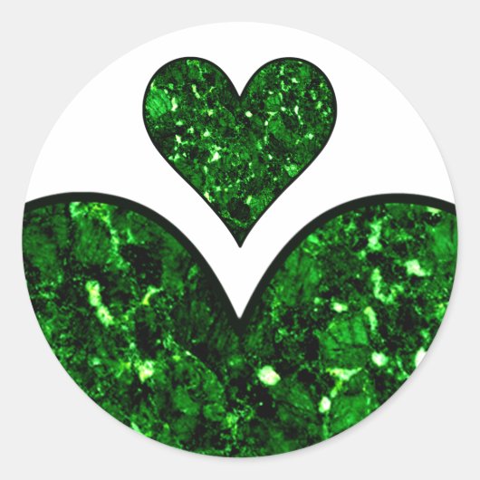 Emerald Gem Heart Ronde Sticker (Voorkant)